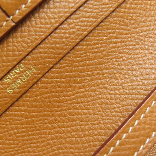 HERMES Bifold Wallet Epsom gold Bearn Compact Gold Gold Metal Women Used Authentic