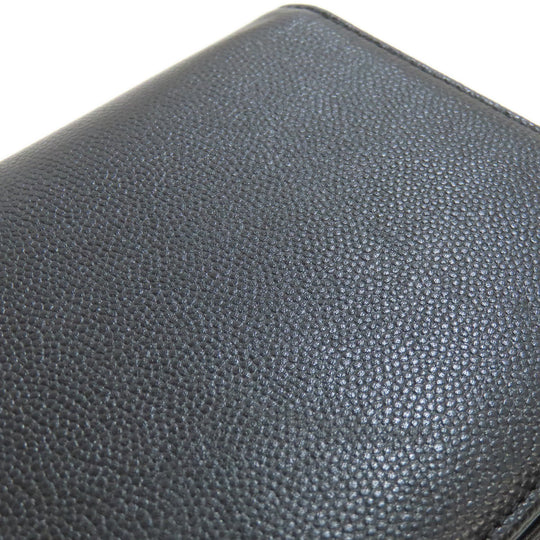 CHANEL Long Wallet Purse Grained Calfskin Skin black COCO Mark SilverMetal Women Used Authentic