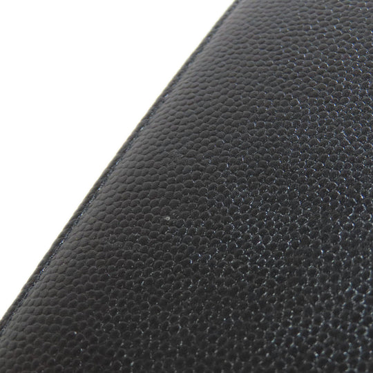 CHANEL Long Wallet Purse Grained Calfskin Skin black COCO Mark SilverMetal Women Used Authentic