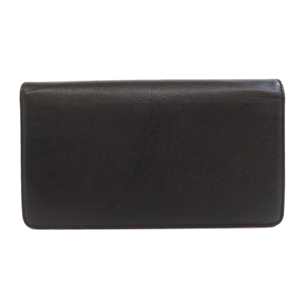 CHANEL Long Wallet Purse Grained Calfskin Skin black COCO Mark SilverMetal Women Used Authentic