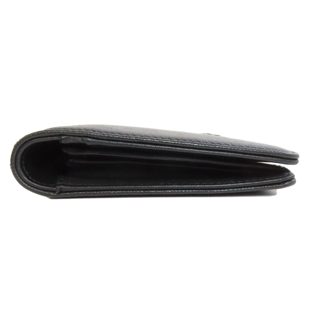 CHANEL Long Wallet Purse Grained Calfskin Skin black COCO Mark SilverMetal Women Used Authentic