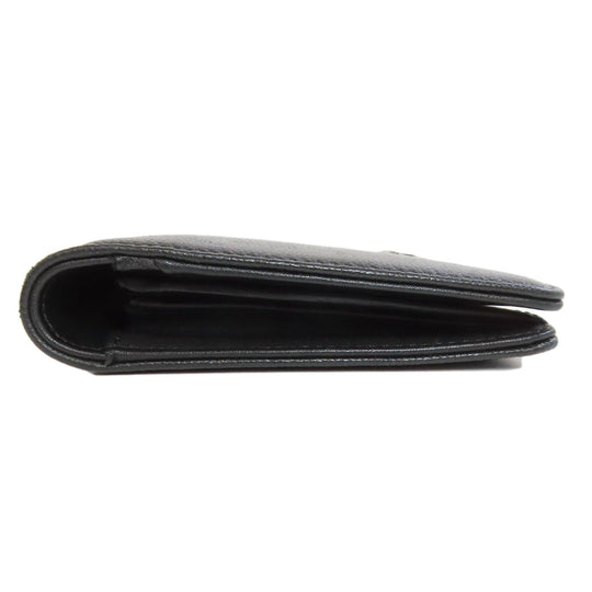 CHANEL Long Wallet Purse Grained Calfskin Skin black COCO Mark SilverMetal Women Used Authentic