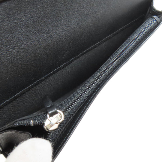 CHANEL Long Wallet Purse Grained Calfskin Skin black COCO Mark SilverMetal Women Used Authentic