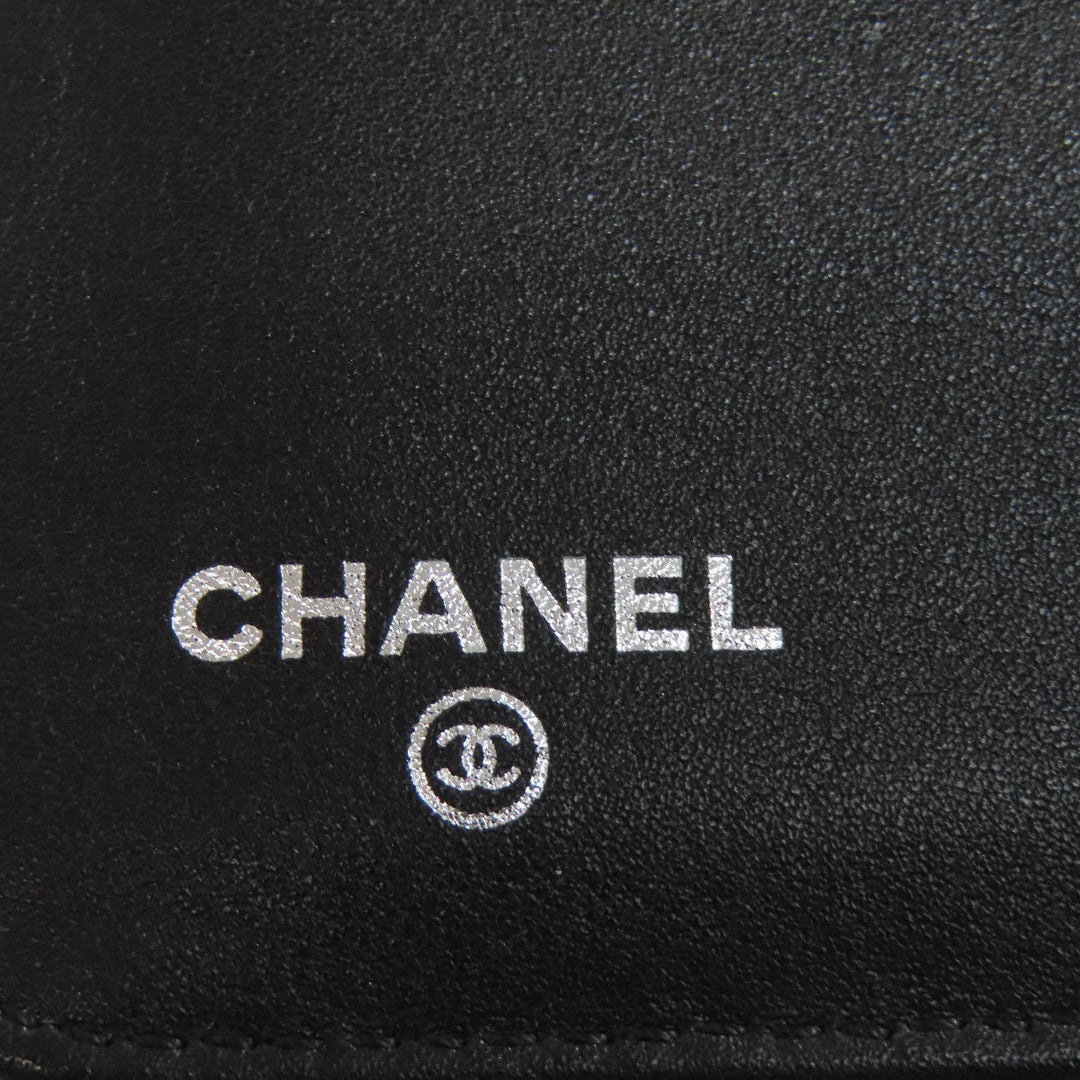 CHANEL Long Wallet Purse Grained Calfskin Skin black COCO Mark SilverMetal Women Used Authentic