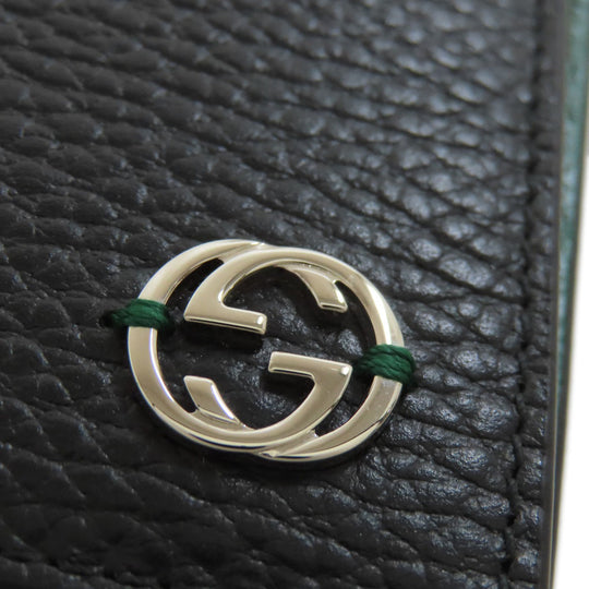GUCCI Long Wallet Purse 610467 leather black Interlocking G outlet mens Used Authentic