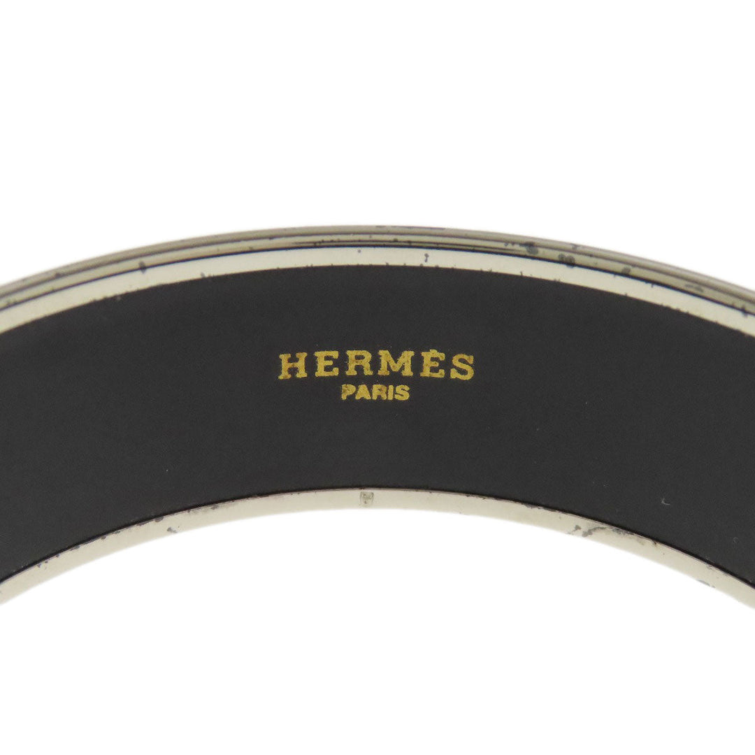 HERMES bracelet Palladium Plated Enamel multicolor Emaille GM Women Used Authentic