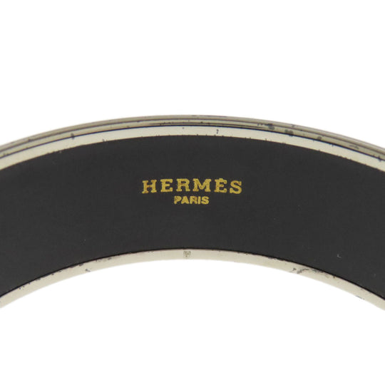 HERMES bracelet Palladium Plated Enamel multicolor Emaille GM Women Used Authentic