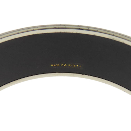 HERMES bracelet Palladium Plated Enamel multicolor Emaille GM Women Used Authentic