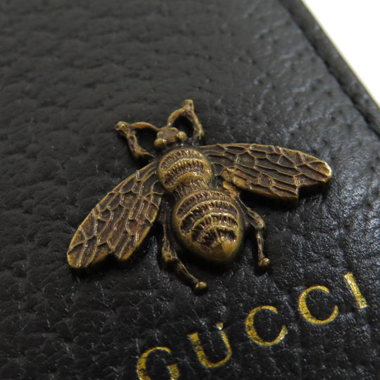 GUCCI Bifold Wallet 522915 leather black Animalier Metal Bee