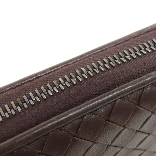BOTTEGAVENETA Long Wallet Purse leather Brown INTRECCIATO