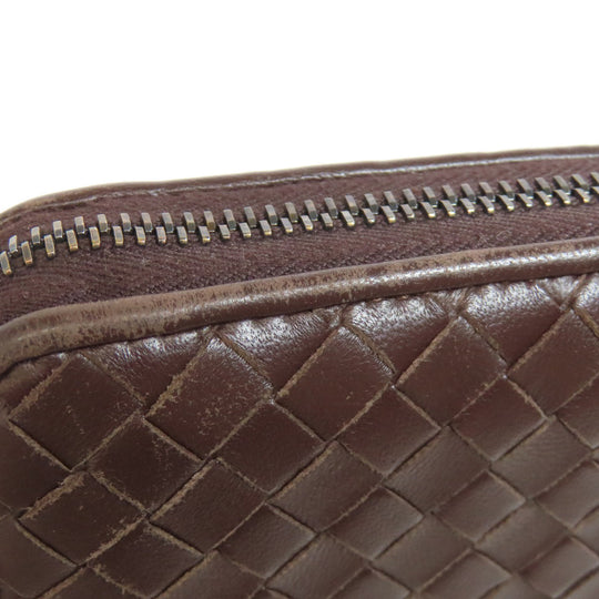 BOTTEGAVENETA Long Wallet Purse leather Brown INTRECCIATO