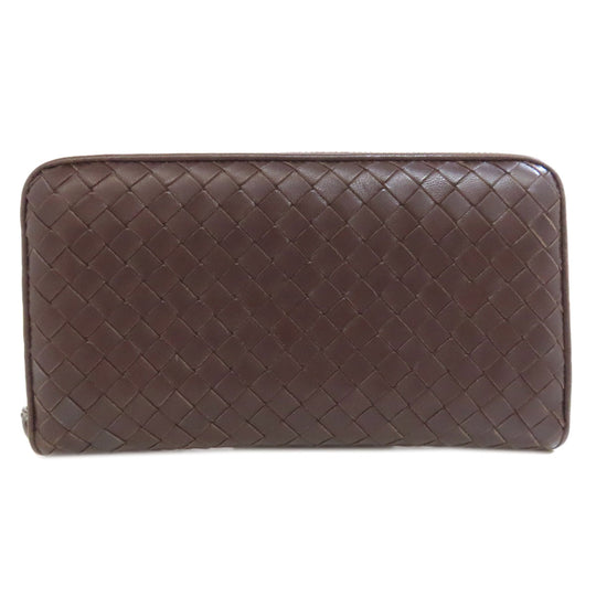 BOTTEGAVENETA Long Wallet Purse leather Brown INTRECCIATO