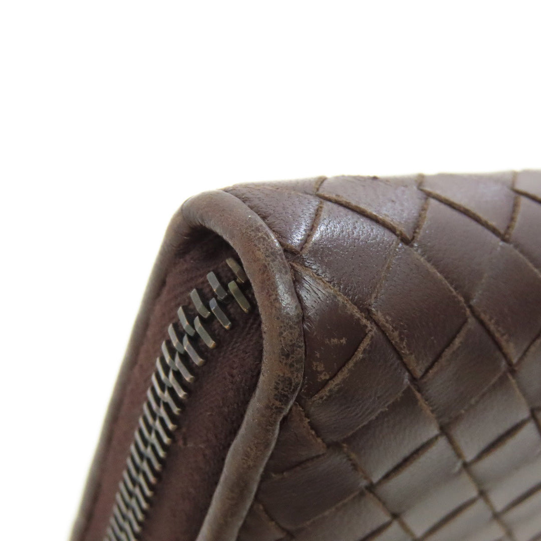 BOTTEGAVENETA Long Wallet Purse leather Brown INTRECCIATO