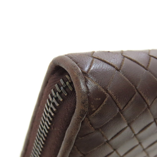 BOTTEGAVENETA Long Wallet Purse leather Brown INTRECCIATO
