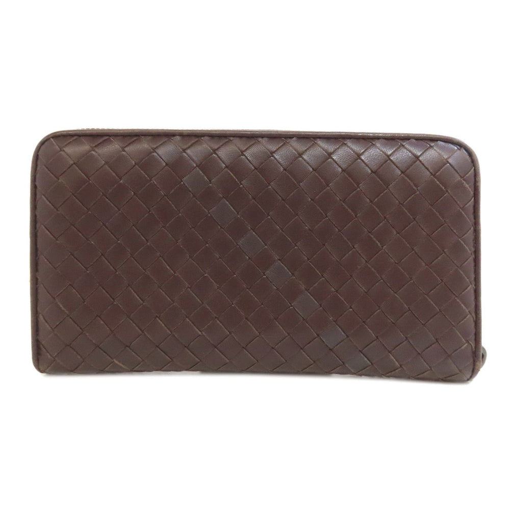 BOTTEGAVENETA Long Wallet Purse leather Brown INTRECCIATO