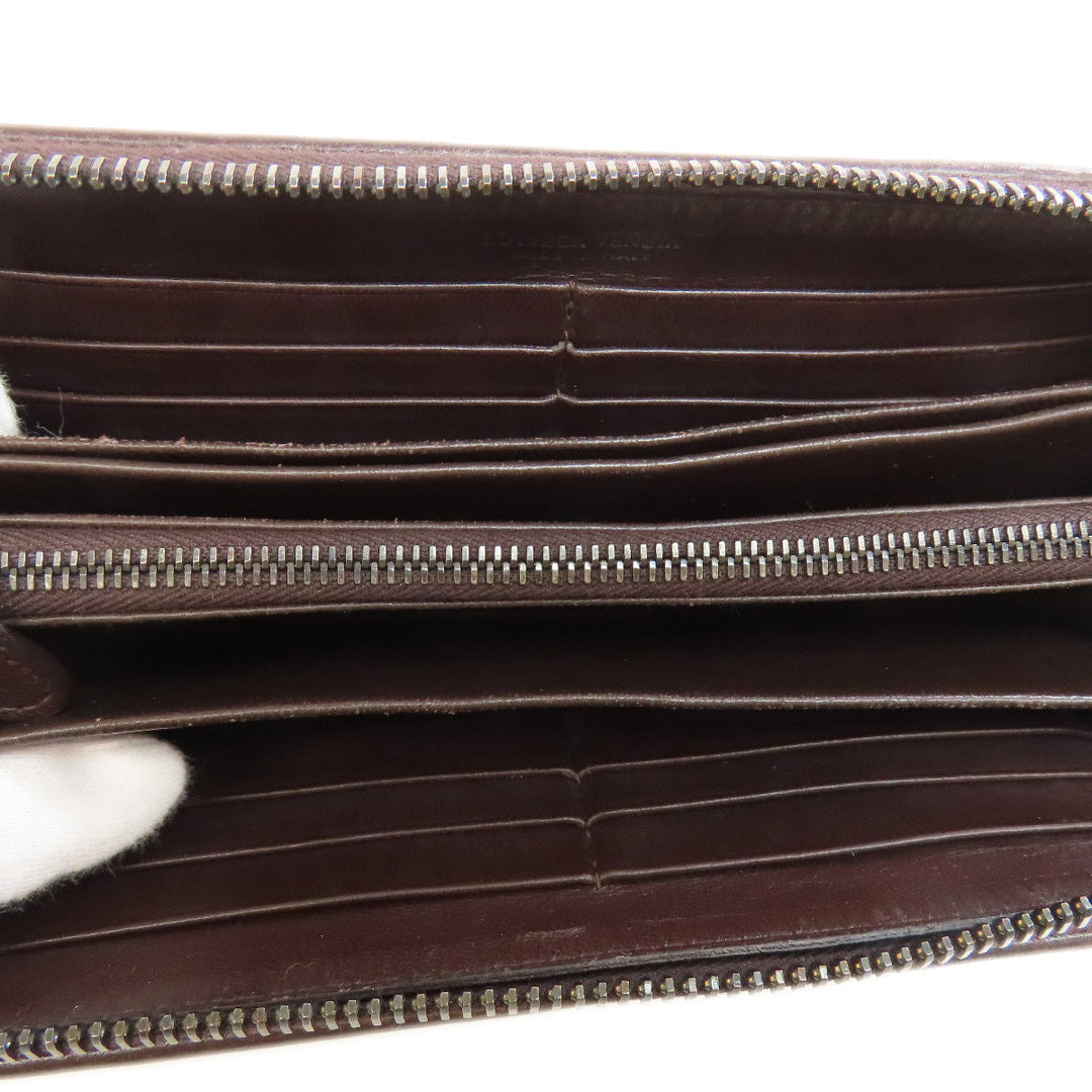 BOTTEGAVENETA Long Wallet Purse leather Brown INTRECCIATO