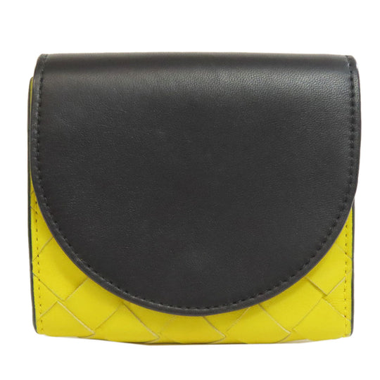 BOTTEGAVENETA Bifold Wallet Calfskin yellow INTRECCIATO Women Used Authentic
