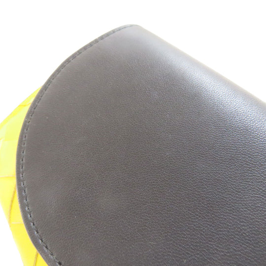 BOTTEGAVENETA Bifold Wallet Calfskin yellow INTRECCIATO Women Used Authentic
