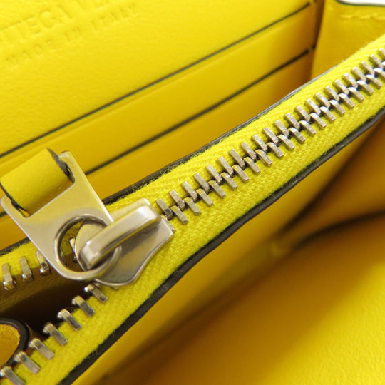 BOTTEGAVENETA Bifold Wallet Calfskin yellow INTRECCIATO Women Used Authentic