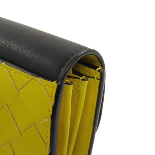 BOTTEGAVENETA Bifold Wallet Calfskin yellow INTRECCIATO Women Used Authentic