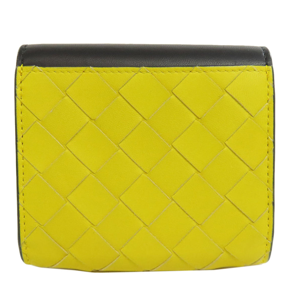 BOTTEGAVENETA Bifold Wallet Calfskin yellow INTRECCIATO Women Used Authentic