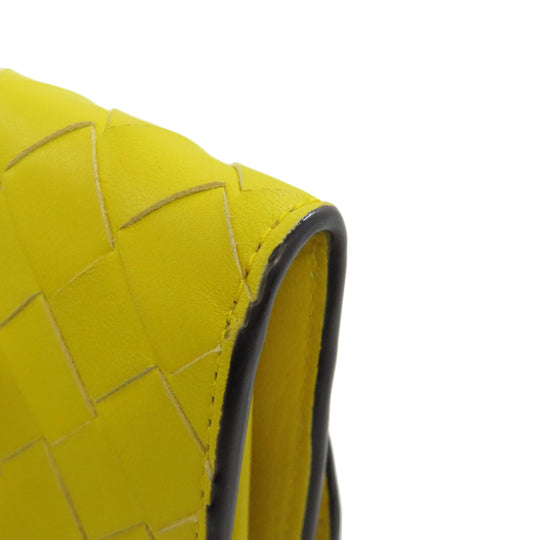 BOTTEGAVENETA Bifold Wallet Calfskin yellow INTRECCIATO Women Used Authentic
