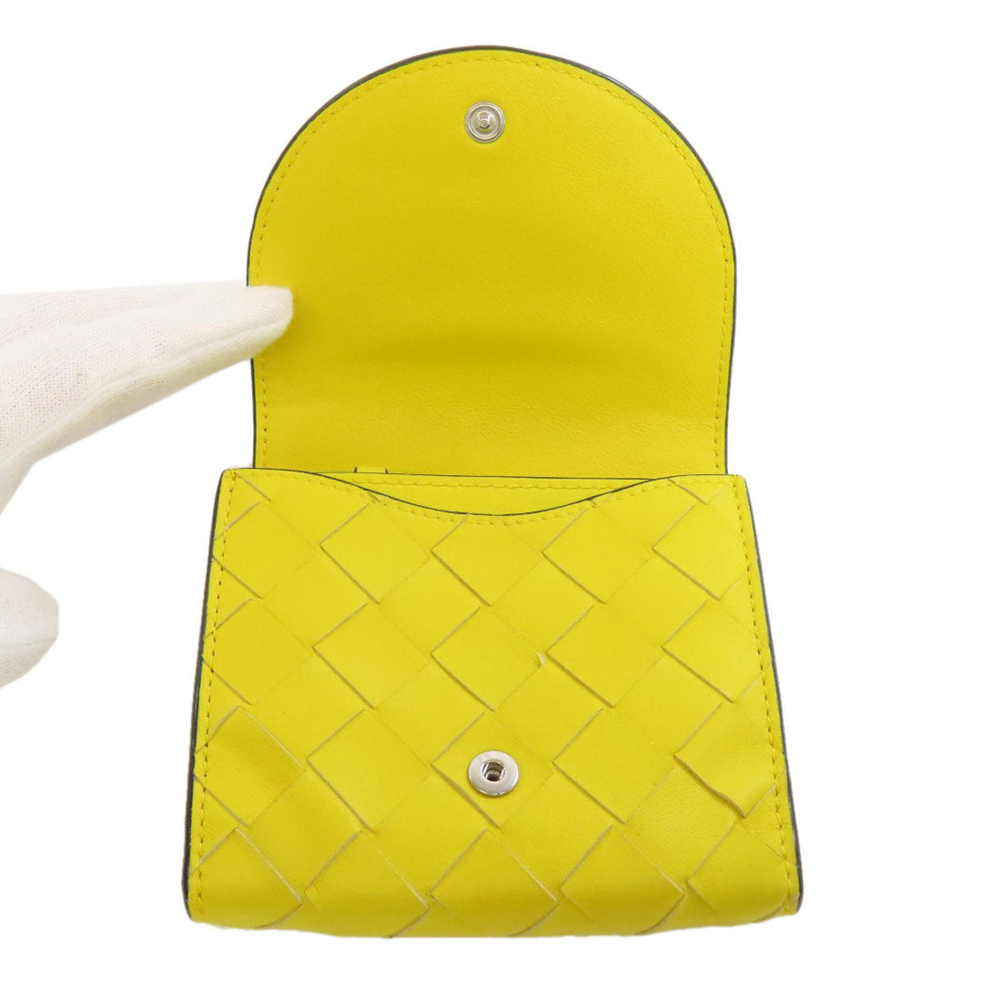 BOTTEGAVENETA Bifold Wallet Calfskin yellow INTRECCIATO Women Used Authentic