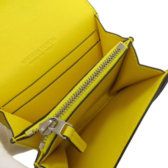 BOTTEGAVENETA Bifold Wallet Calfskin yellow INTRECCIATO Women Used Authentic
