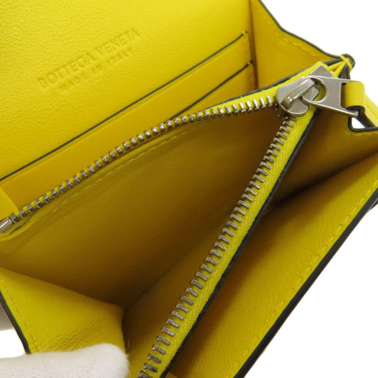 BOTTEGAVENETA Bifold Wallet Calfskin yellow INTRECCIATO Women Used Authentic