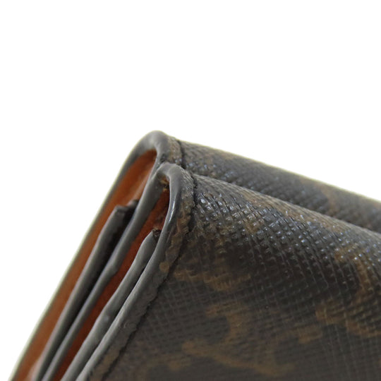 CELINE Bifold Wallet PVC Brown Tri-fold Wallet Macadam Women Used Authentic