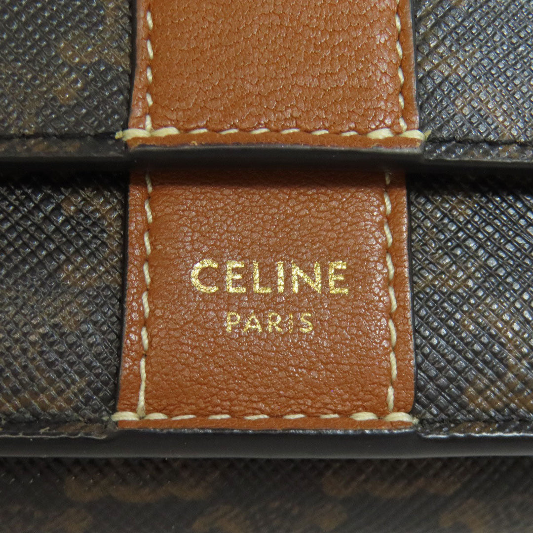 CELINE Bifold Wallet PVC Brown Tri-fold Wallet Macadam Women Used Authentic