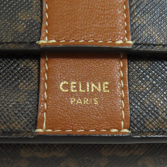 CELINE Bifold Wallet PVC Brown Tri-fold Wallet Macadam Women Used Authentic