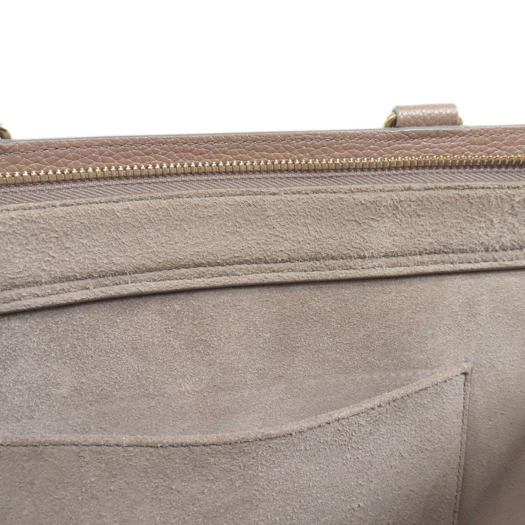 CELINE Tote Bag leather beige Caba de France Medium 2WAY Women Used Authentic