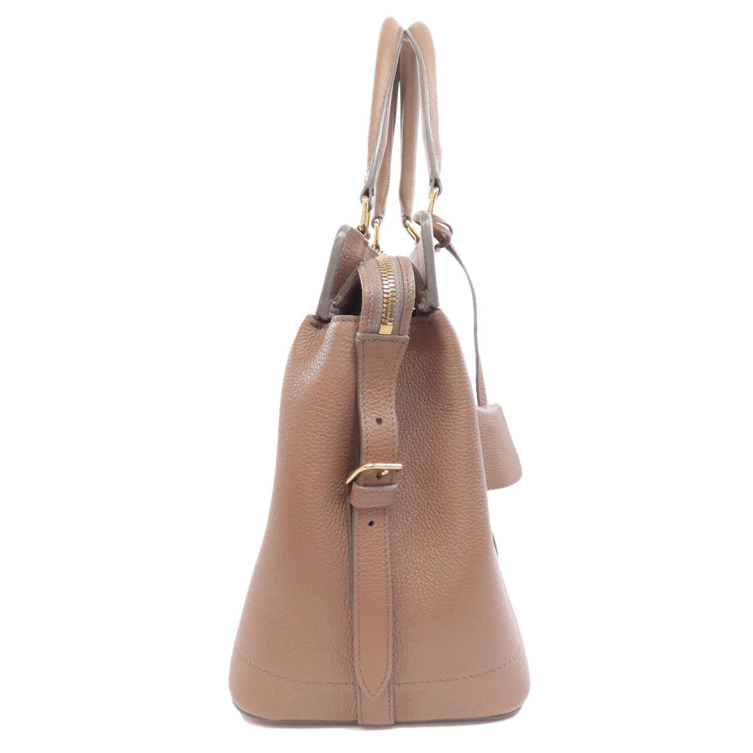 CELINE Tote Bag leather beige Caba de France Medium 2WAY Women Used Authentic