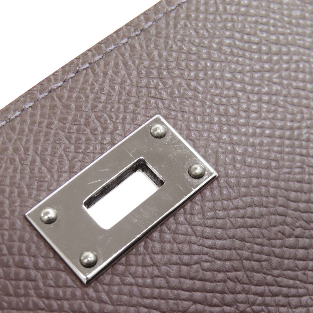 HERMES Long Wallet Purse Epsom gray Kelly To Go SilverMetal Women Used Authentic