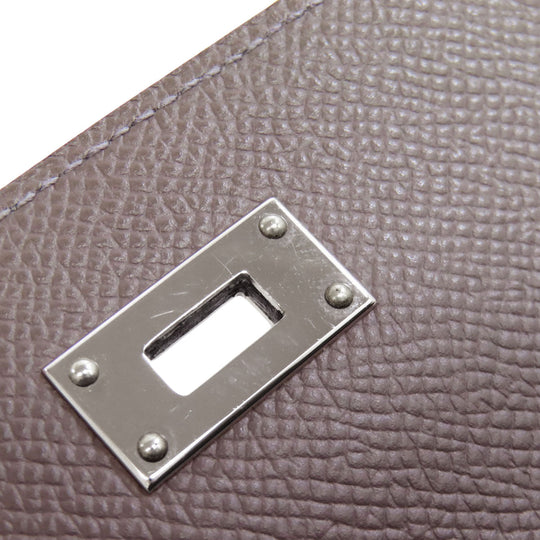 HERMES Long Wallet Purse Epsom gray Kelly To Go SilverMetal Women Used Authentic