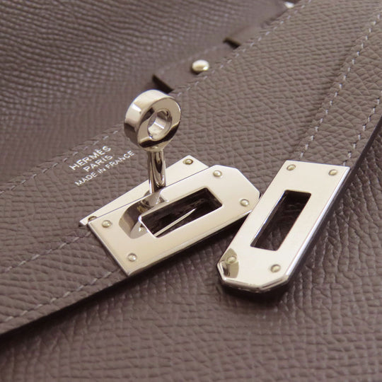 HERMES Long Wallet Purse Epsom gray Kelly To Go SilverMetal Women Used Authentic