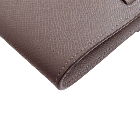 HERMES Long Wallet Purse Epsom gray Kelly To Go SilverMetal Women Used Authentic