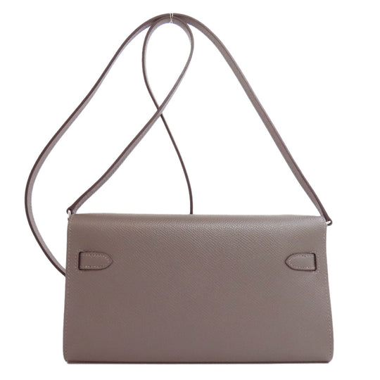 HERMES Long Wallet Purse Epsom gray Kelly To Go SilverMetal Women Used Authentic