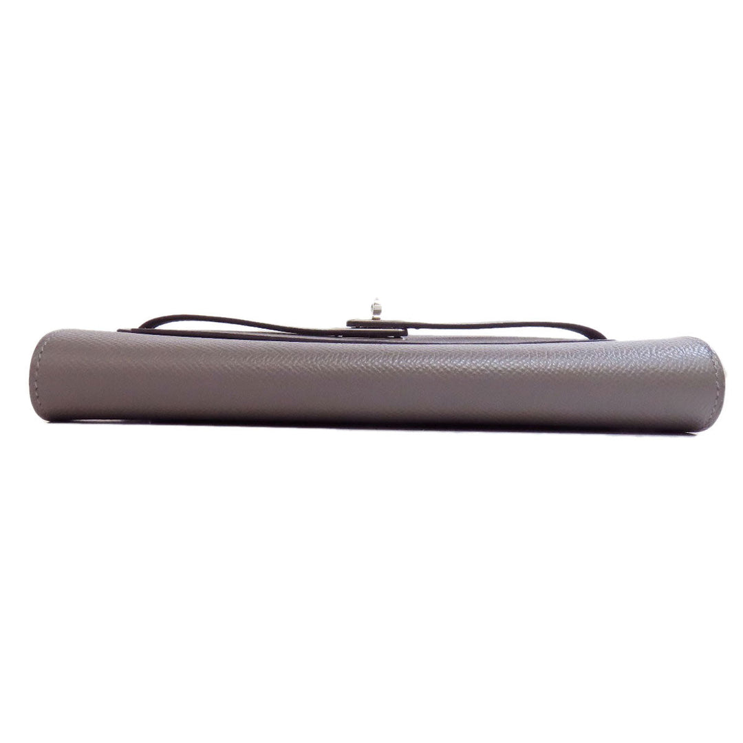 HERMES Long Wallet Purse Epsom gray Kelly To Go SilverMetal Women Used Authentic