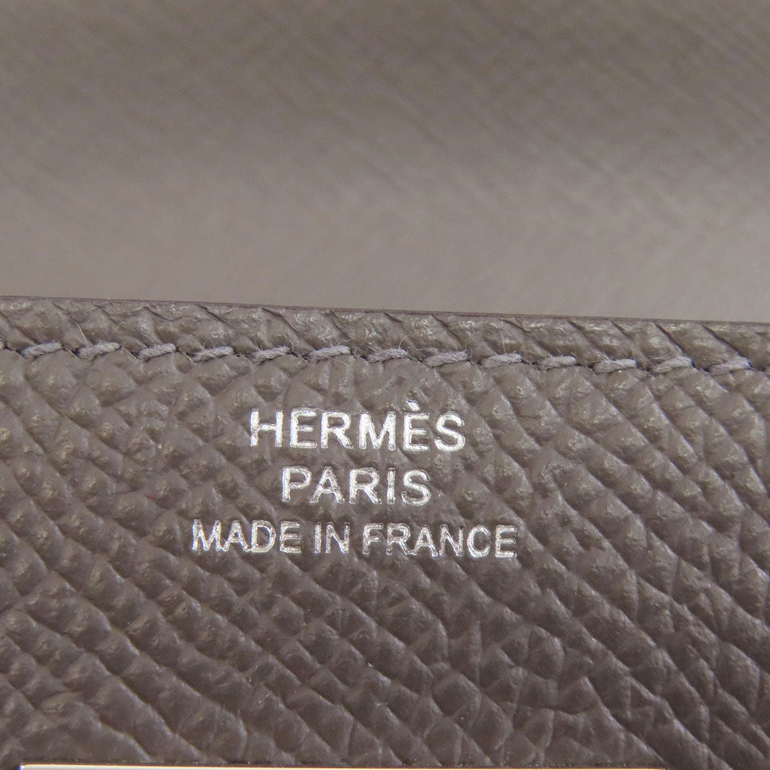 HERMES Long Wallet Purse Epsom gray Kelly To Go SilverMetal Women Used Authentic