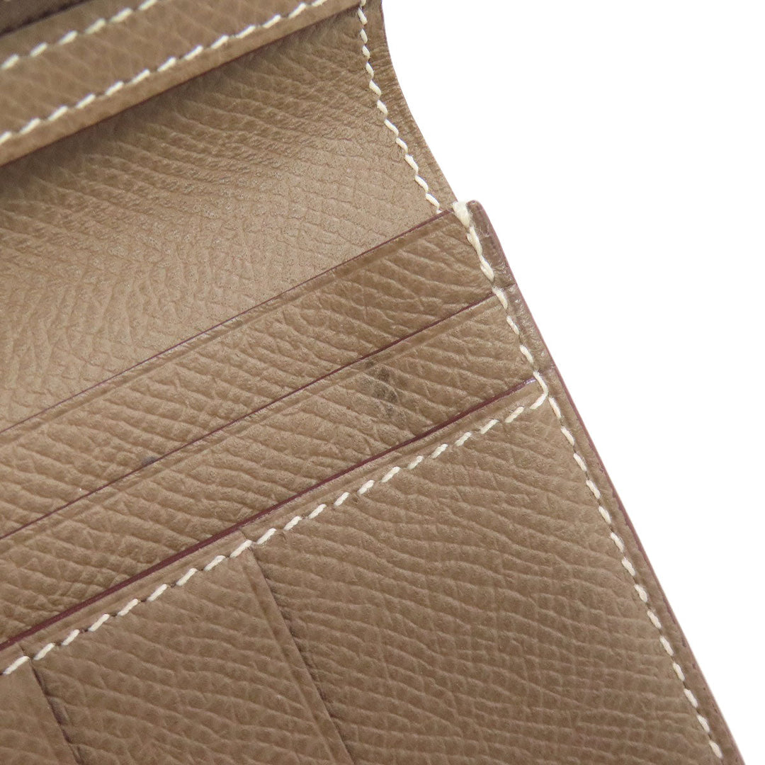 HERMES Long Wallet Purse Epsom beige Bearn soufflet etope SilverMetal Women Used Authentic