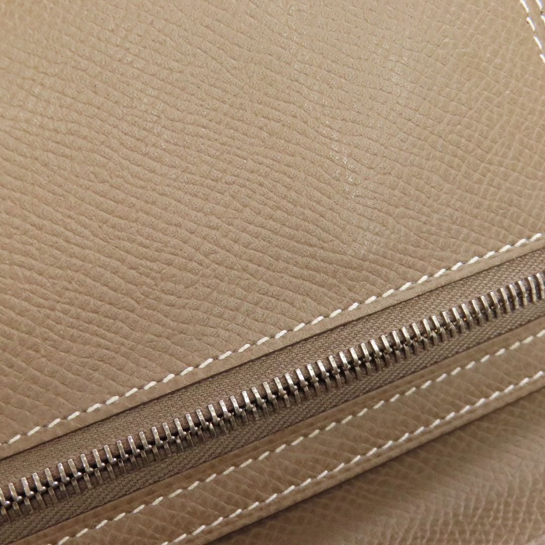 HERMES Long Wallet Purse Epsom beige Bearn soufflet etope SilverMetal Women Used Authentic
