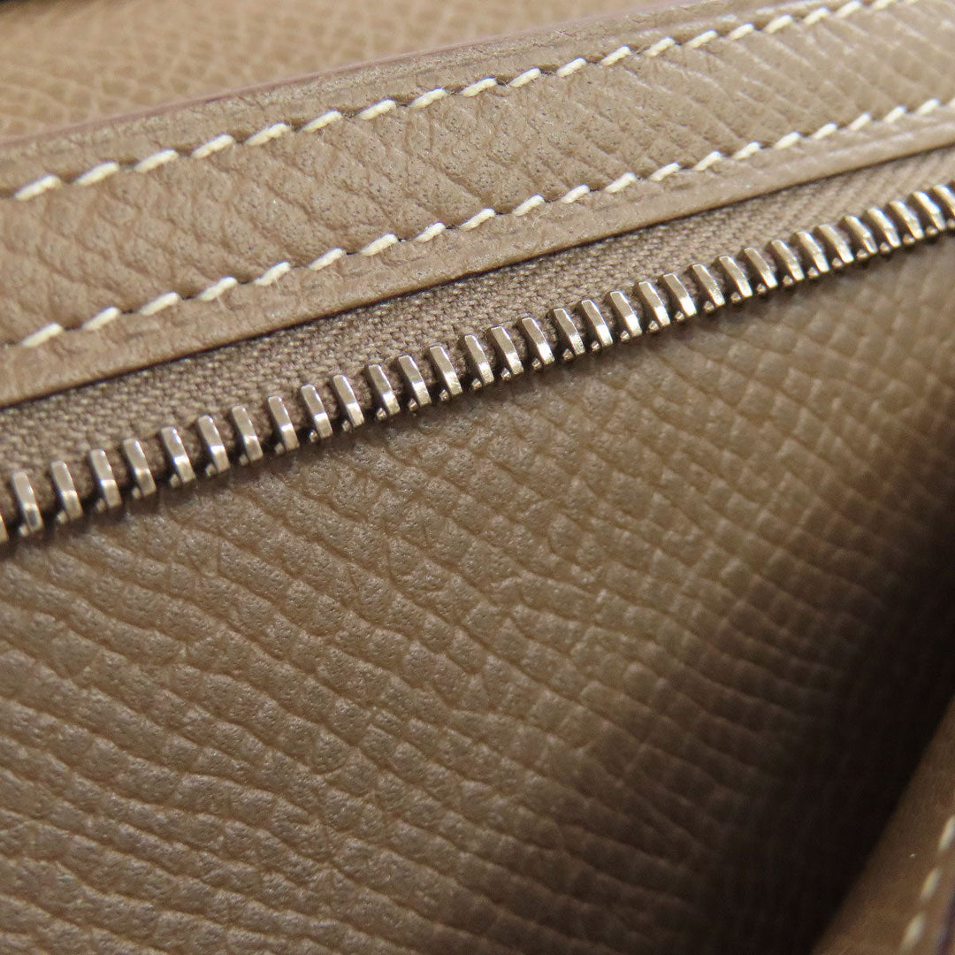 HERMES Long Wallet Purse Epsom beige Bearn soufflet etope SilverMetal Women Used Authentic