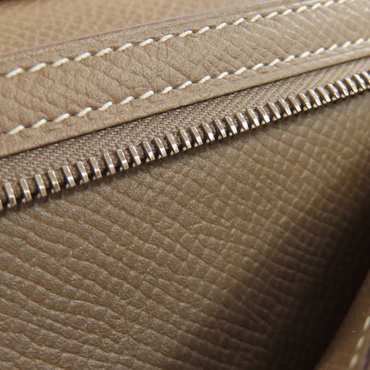 HERMES Long Wallet Purse Epsom beige Bearn soufflet etope SilverMetal Women Used Authentic