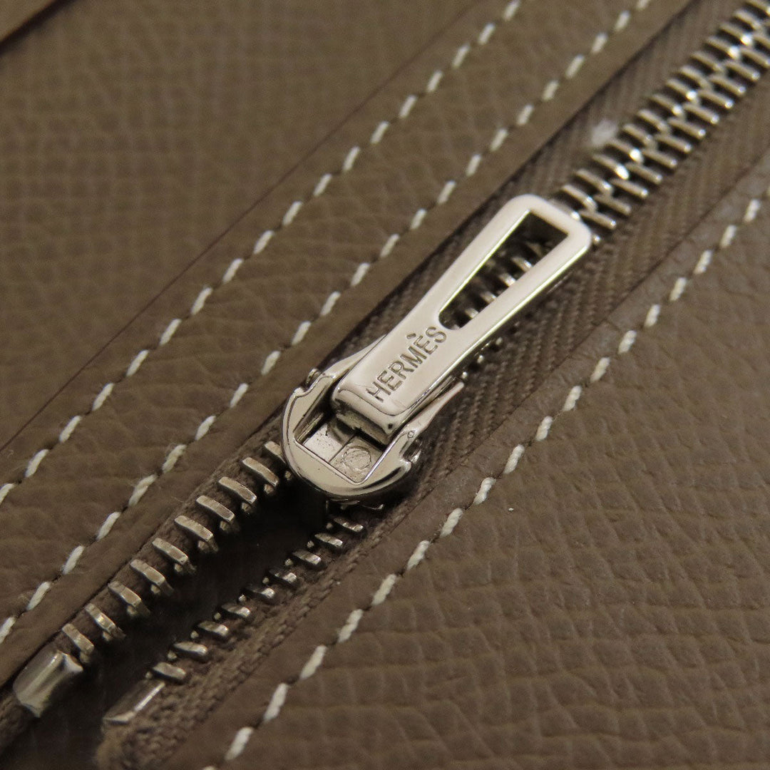 HERMES Long Wallet Purse Epsom beige Bearn soufflet etope SilverMetal Women Used Authentic