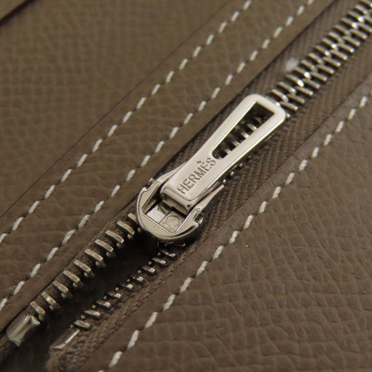 HERMES Long Wallet Purse Epsom beige Bearn soufflet etope SilverMetal Women Used Authentic