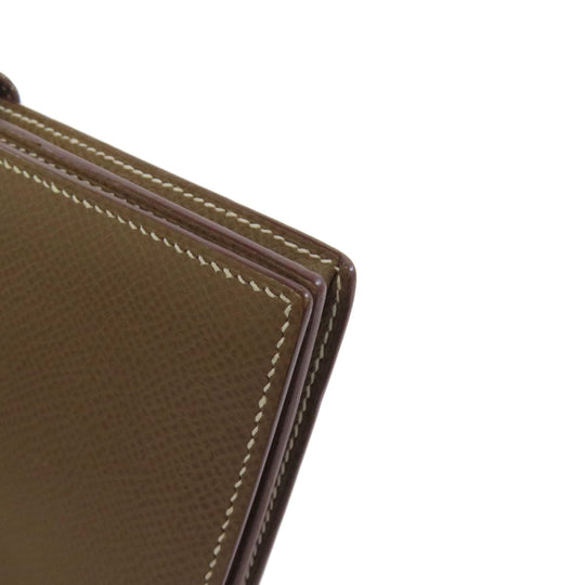 HERMES Long Wallet Purse Epsom beige Bearn soufflet etope SilverMetal Women Used Authentic