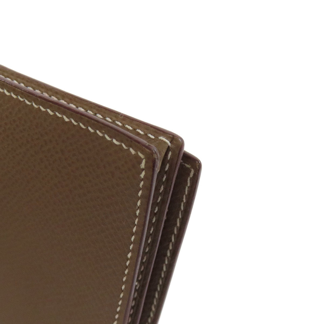 HERMES Long Wallet Purse Epsom beige Bearn soufflet etope SilverMetal Women Used Authentic
