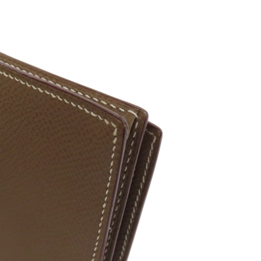 HERMES Long Wallet Purse Epsom beige Bearn soufflet etope SilverMetal Women Used Authentic